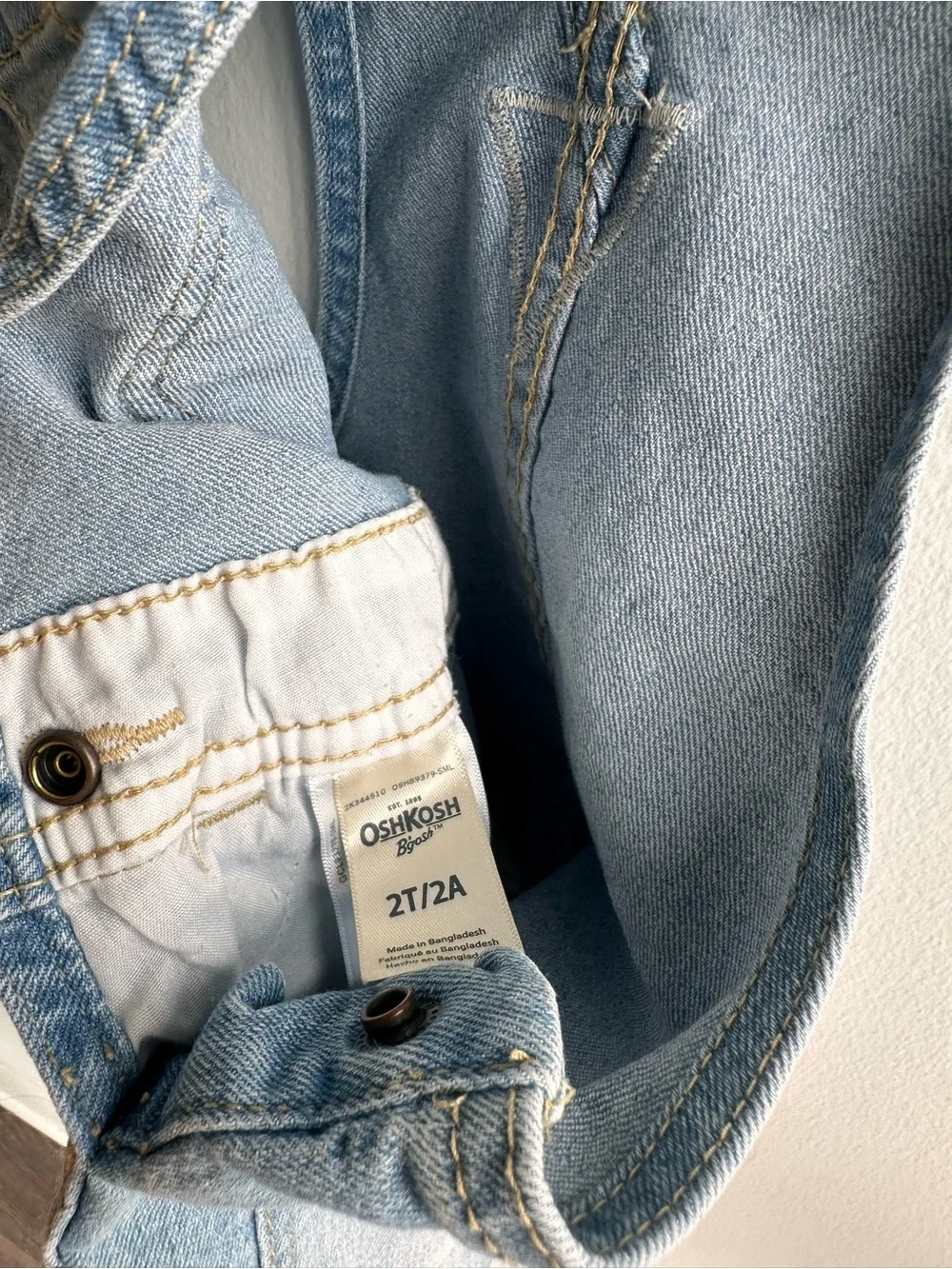 2T OshKosh B'gosh Light Blue Denim Shortalls with Butterfly Embroidery